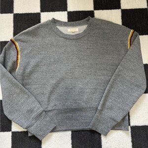 Madewell Miles Gray Crewneck Sweatshirt with Embroidered Details